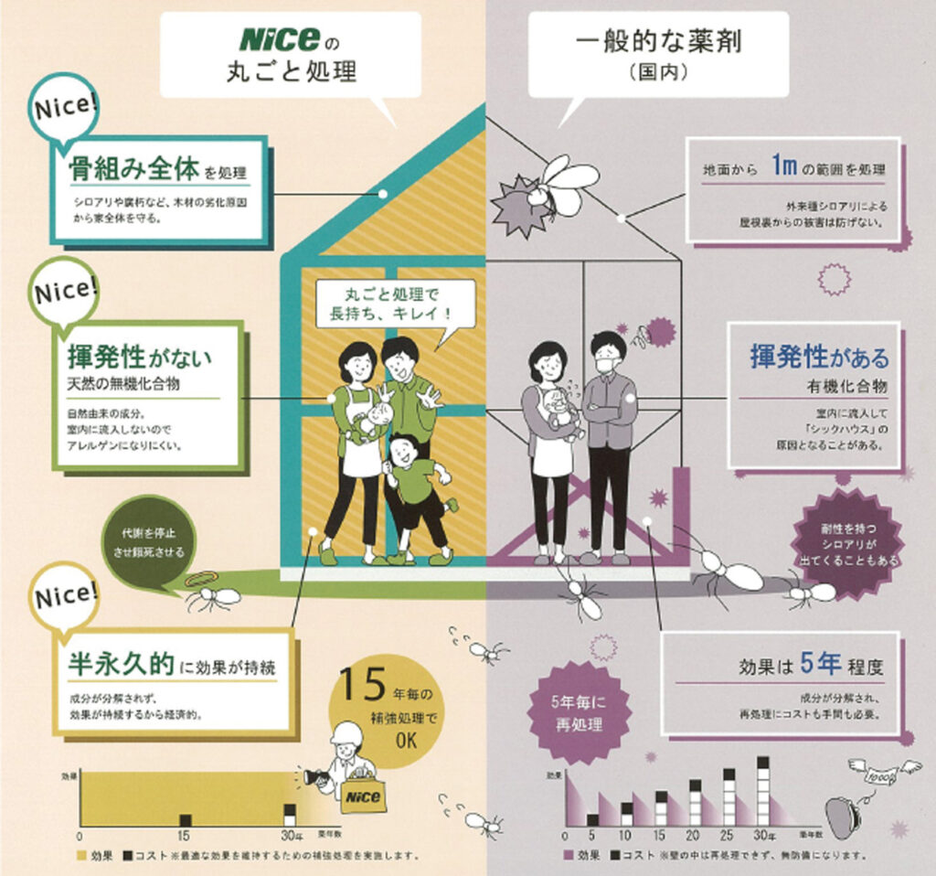 一般的なシロアリとの違いを説明している図